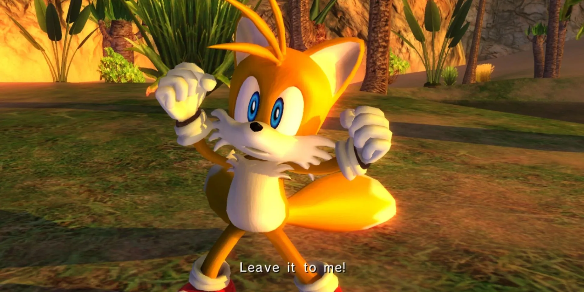 Nhân vật Tails trong game Sonic the Hedgehog (2006) với biểu cảm tự tin và thông minh.