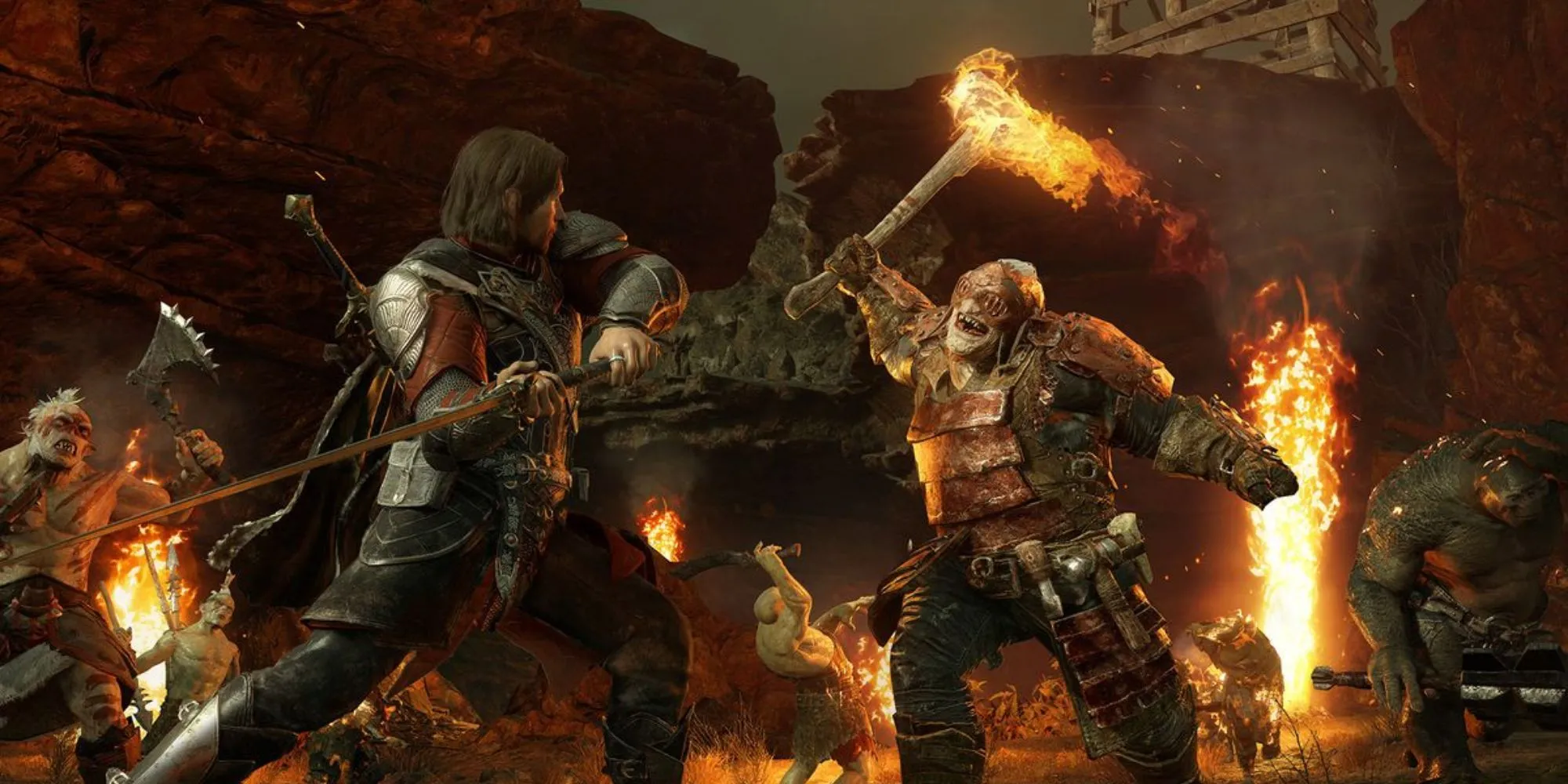 Nhân vật Talion chiến đấu với lũ Orc trong Middle-earth: Shadow of War