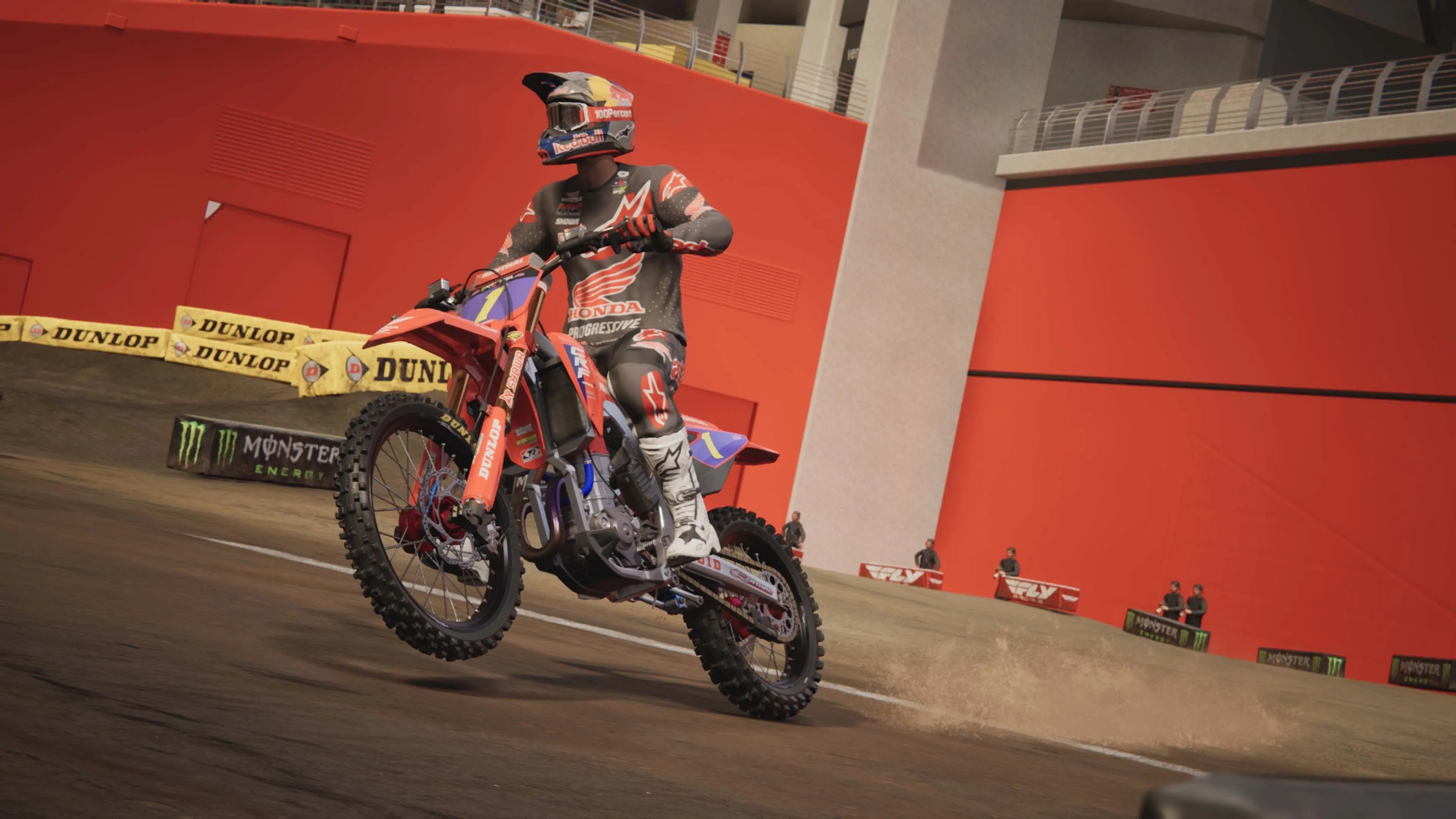 Nhân vật tay đua được tùy chỉnh trong chế độ Career của Monster Energy Supercross 25, sẵn sàng chinh phục các giải đấu lớn.