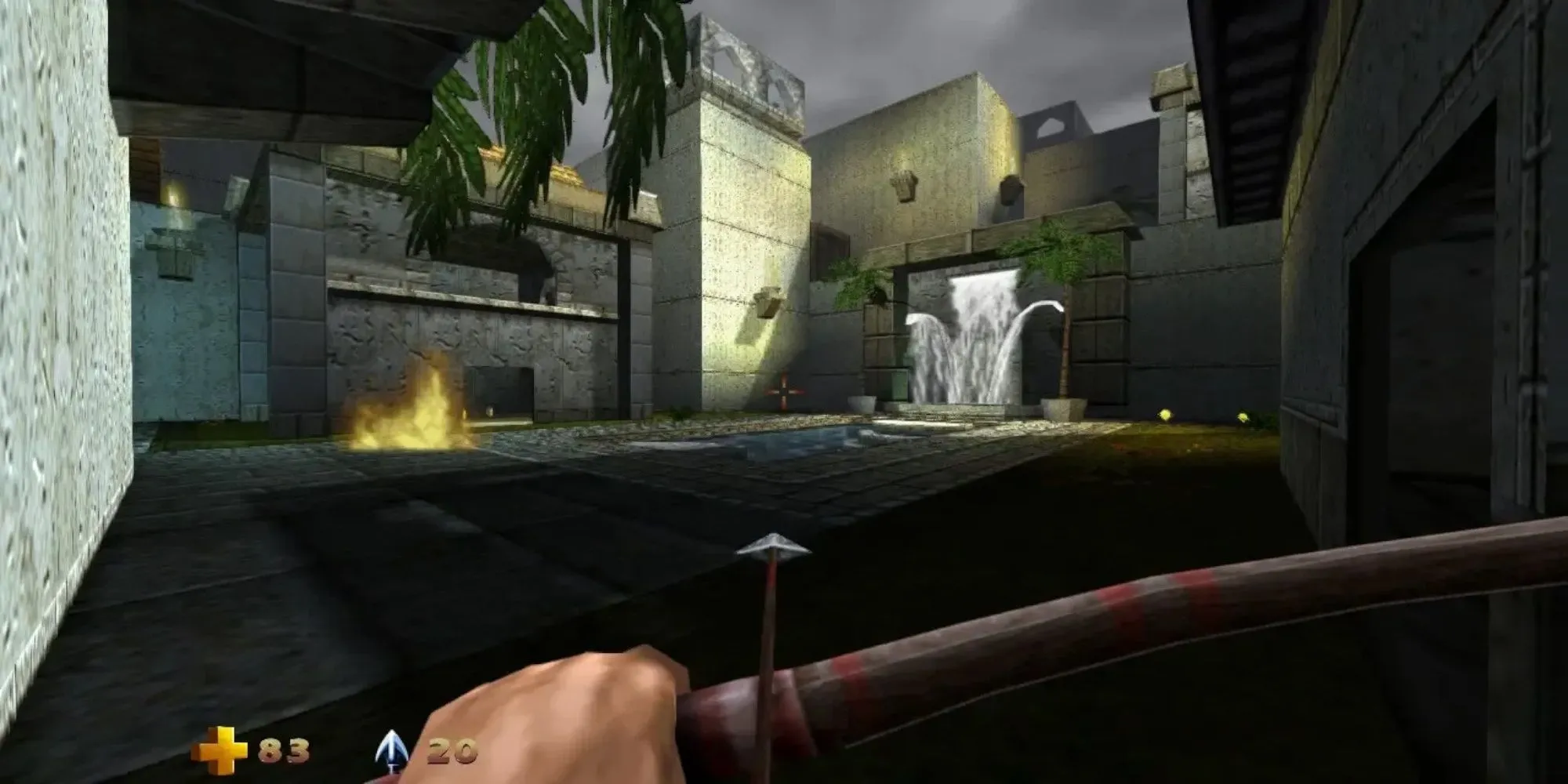 Nhân vật Turok chiến đấu với khủng long trong Turok 2: Seeds of Evil