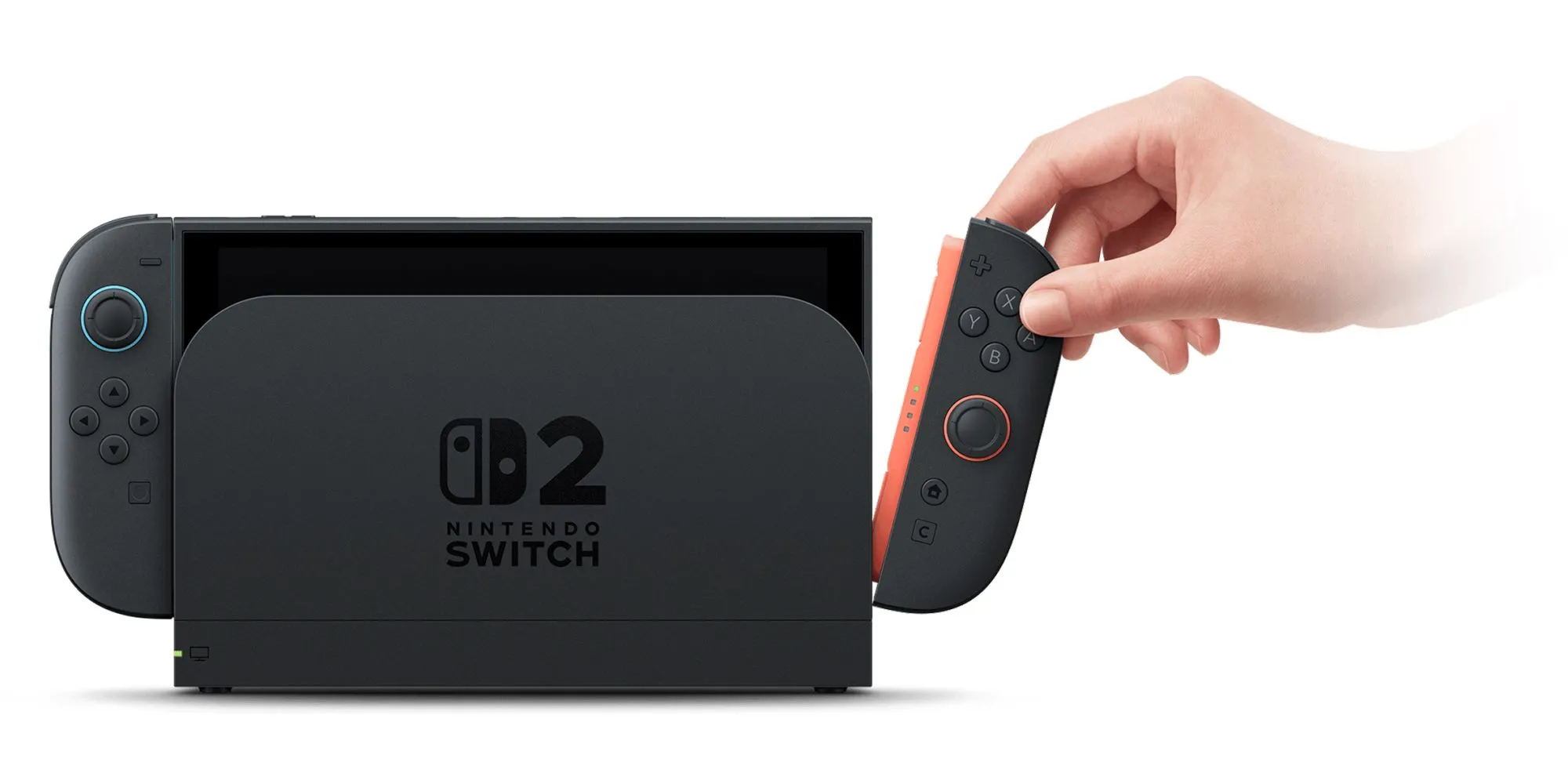 Nintendo Switch 2 docked với Joy-Con 2 bên trái tách rời
