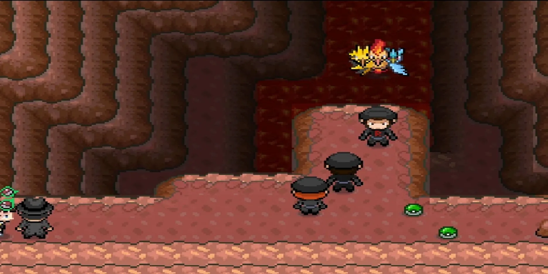 Núi Mt. Ember sau trận chiến hợp nhất ba Pokemon chống lại Giovanni trong Pokemon Infinite Fusion