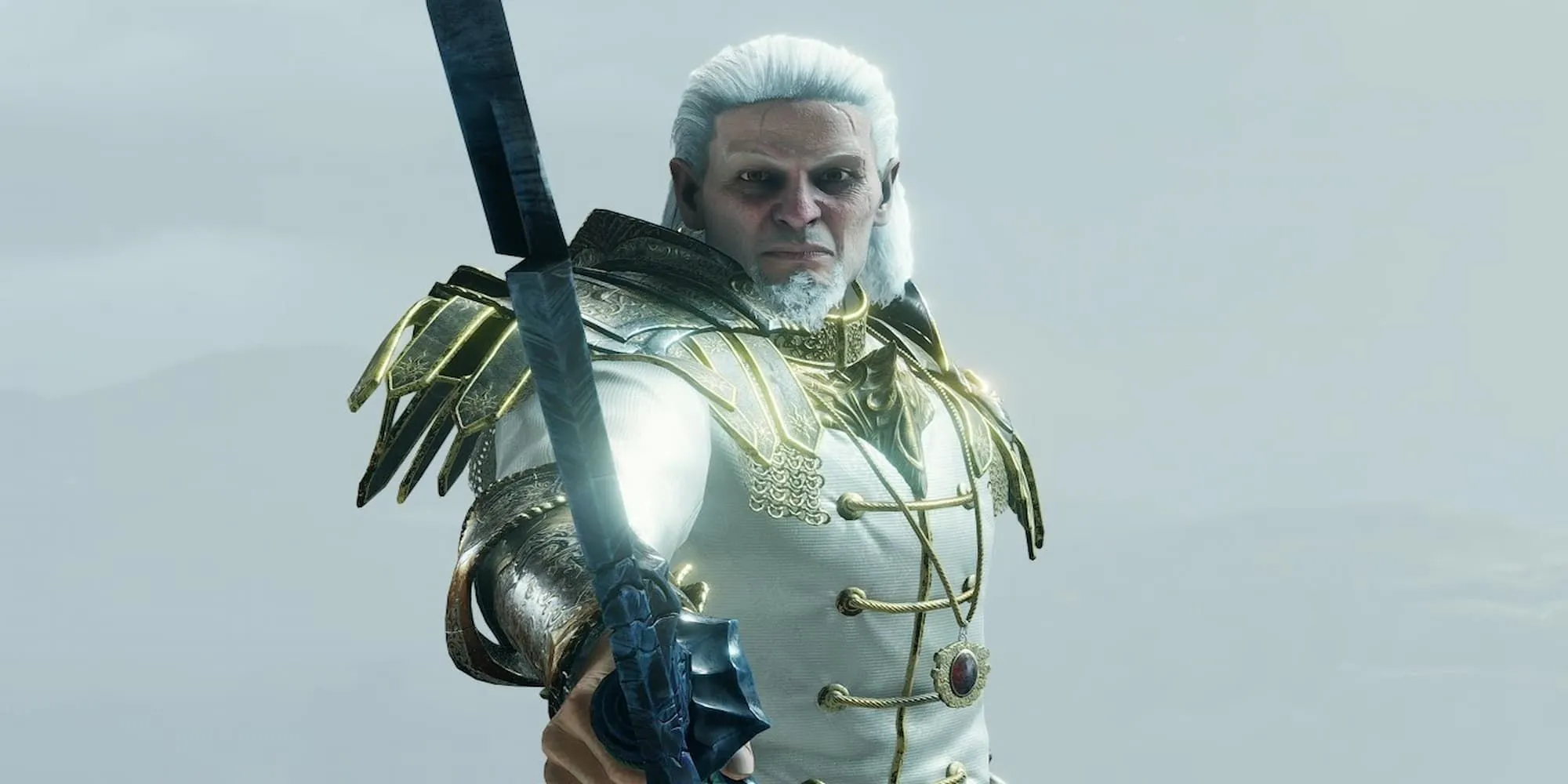 Old King Allant trong Demon's Souls oai vệ vung kiếm, một trong những trùm cuối đầu tiên của FromSoftware