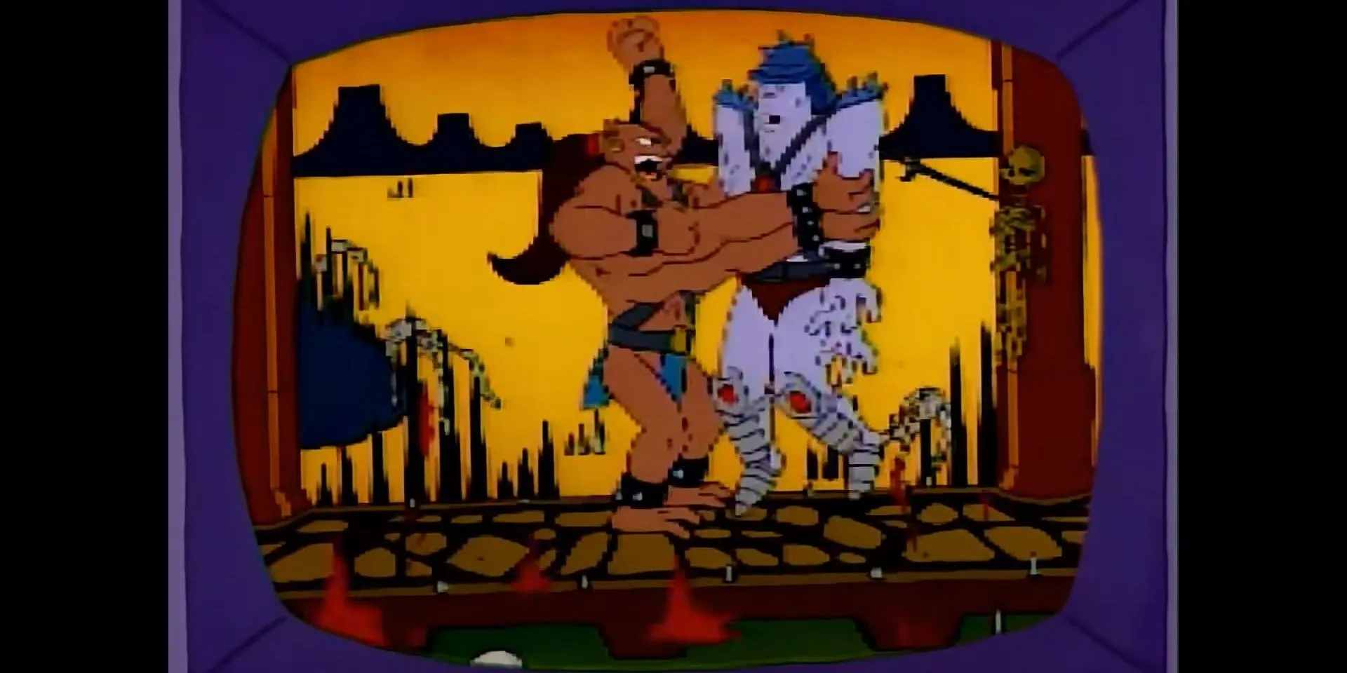 Quảng cáo game đối kháng Bonestorm trong The Simpsons