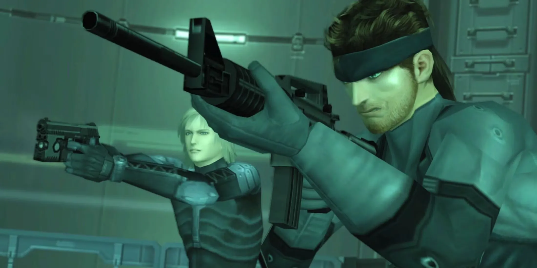 Raiden, nhân vật chính của Metal Gear Solid 2 Sons of Liberty, trong một phân cảnh hành động