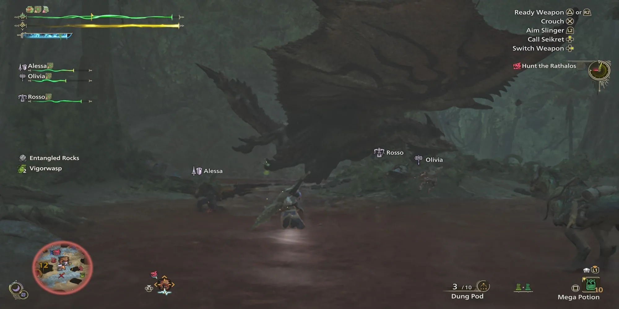 Rathalos, vua của bầu trời, đang bay lượn và phun lửa trong Monster Hunter Wilds.