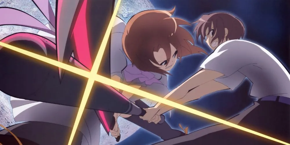Rena Ryugu và Keiichi Maebara trong một cảnh phim của Higurashi: When They Cry