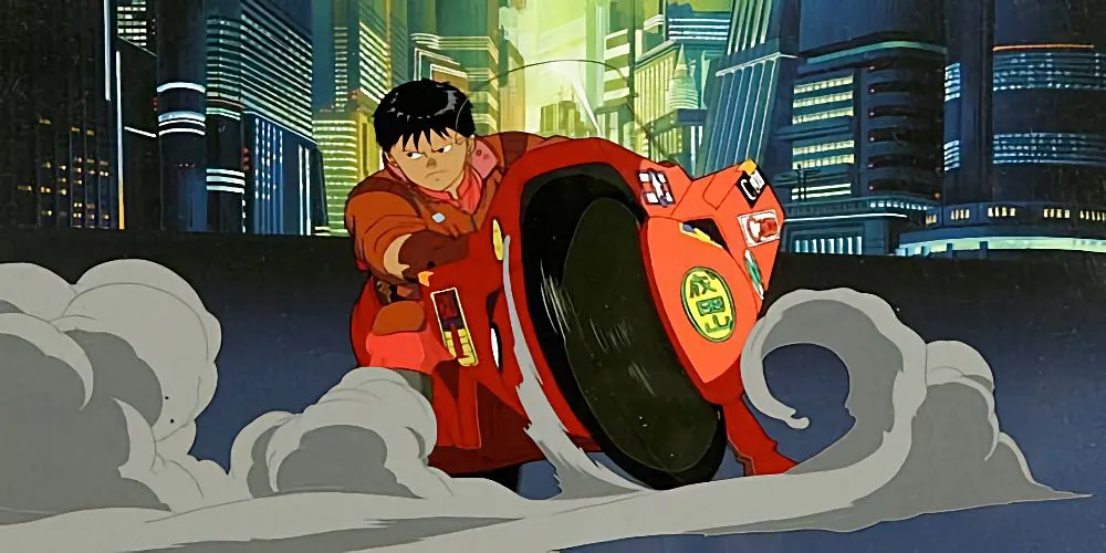 Shotaro Kaneda trên chiếc xe máy biểu tượng trong siêu phẩm anime cyberpunk Akira.