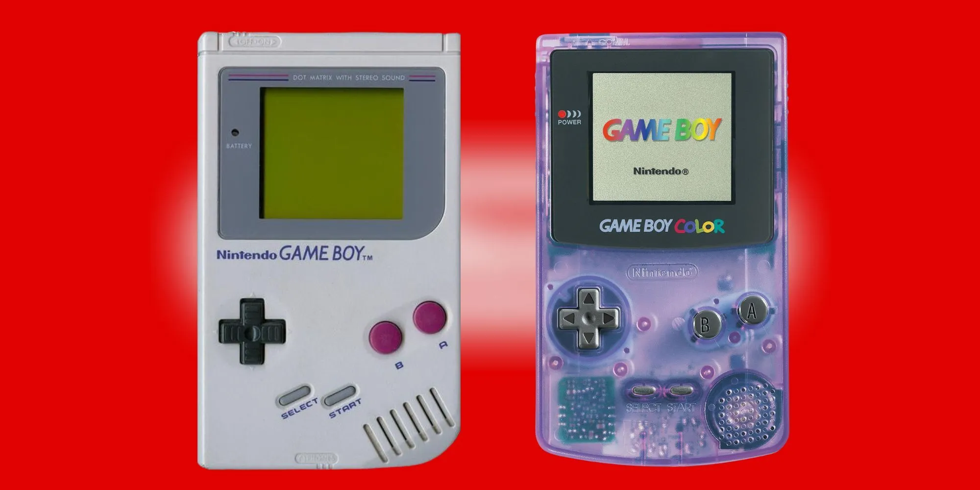 So sánh kích thước và màn hình của Game Boy gốc (trái) và Game Boy Color (phải)