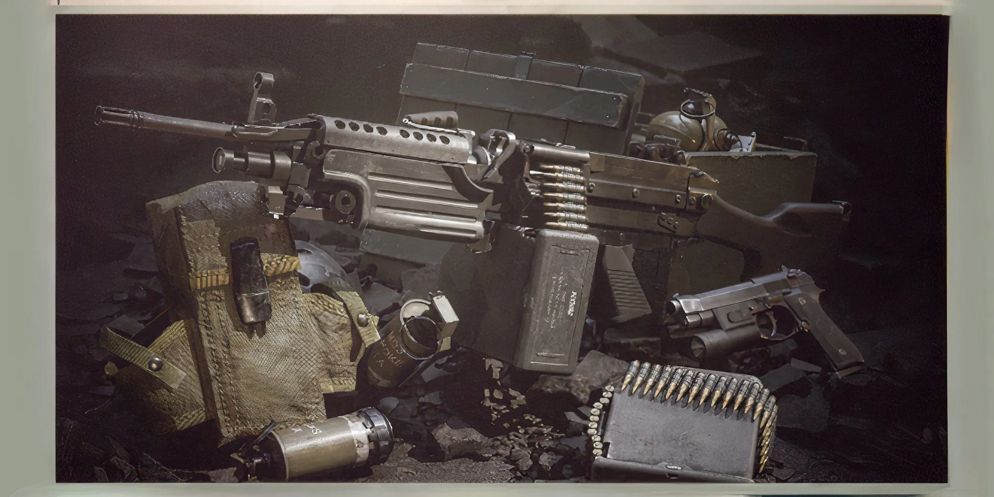Súng máy hạng nhẹ M249 SAW với hộp đạn lớn trong game Delta Force Black Hawk Down