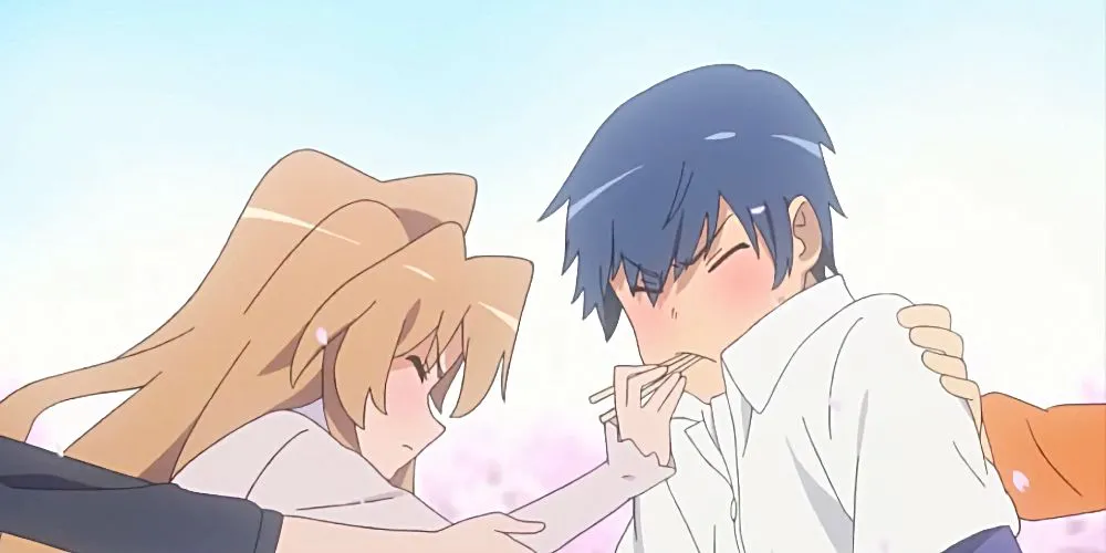 Taiga và Ryuuji trong một khoảnh khắc tình cảm của Toradora!