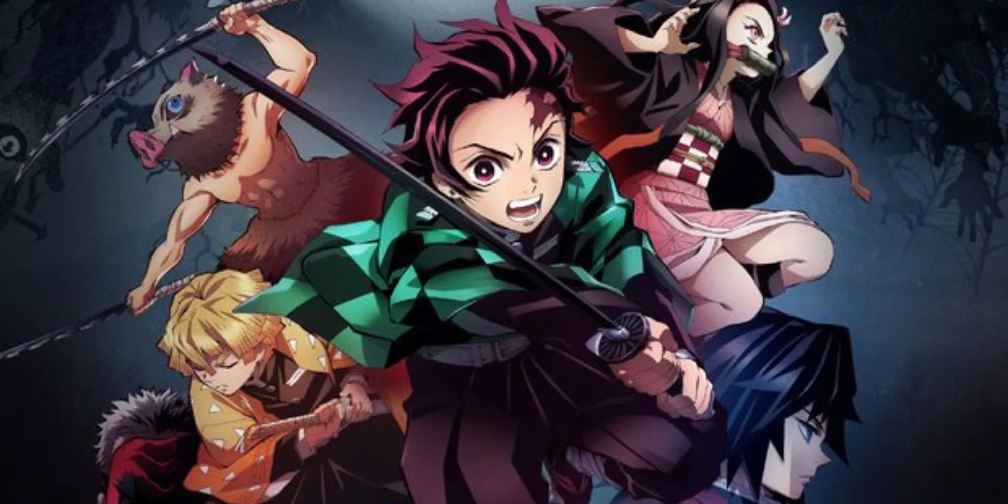 Tanjiro Kamado và các Trụ Cột trong Demon Slayer với thanh kiếm Nhật Luân