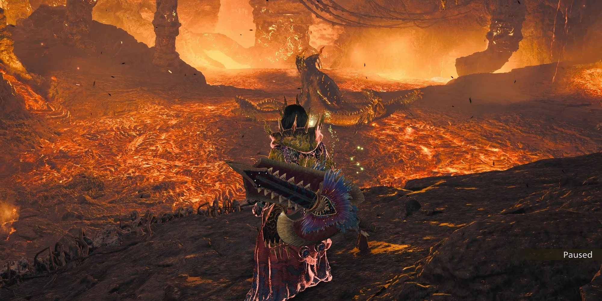 Thợ săn chiến đấu với Nu Udra trong Monster Hunter Wilds, tập trung vào điểm yếu của quái vật.