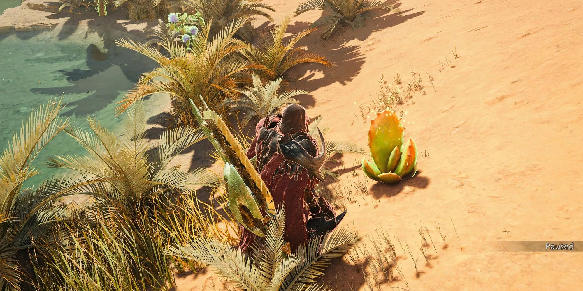 Thợ săn tìm kiếm Nha Đam Gió Lớn tại Đồng Bằng Lộng Gió trong Monster Hunter Wilds để đổi Vải Hắc Ám