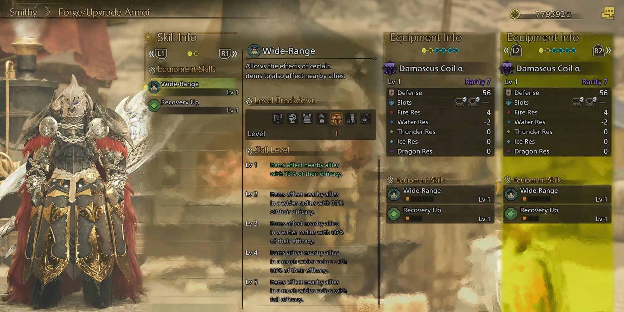 Thợ săn trang bị Giáp Hông Damascus chế tạo từ Novacrystal trong Monster Hunter Wilds