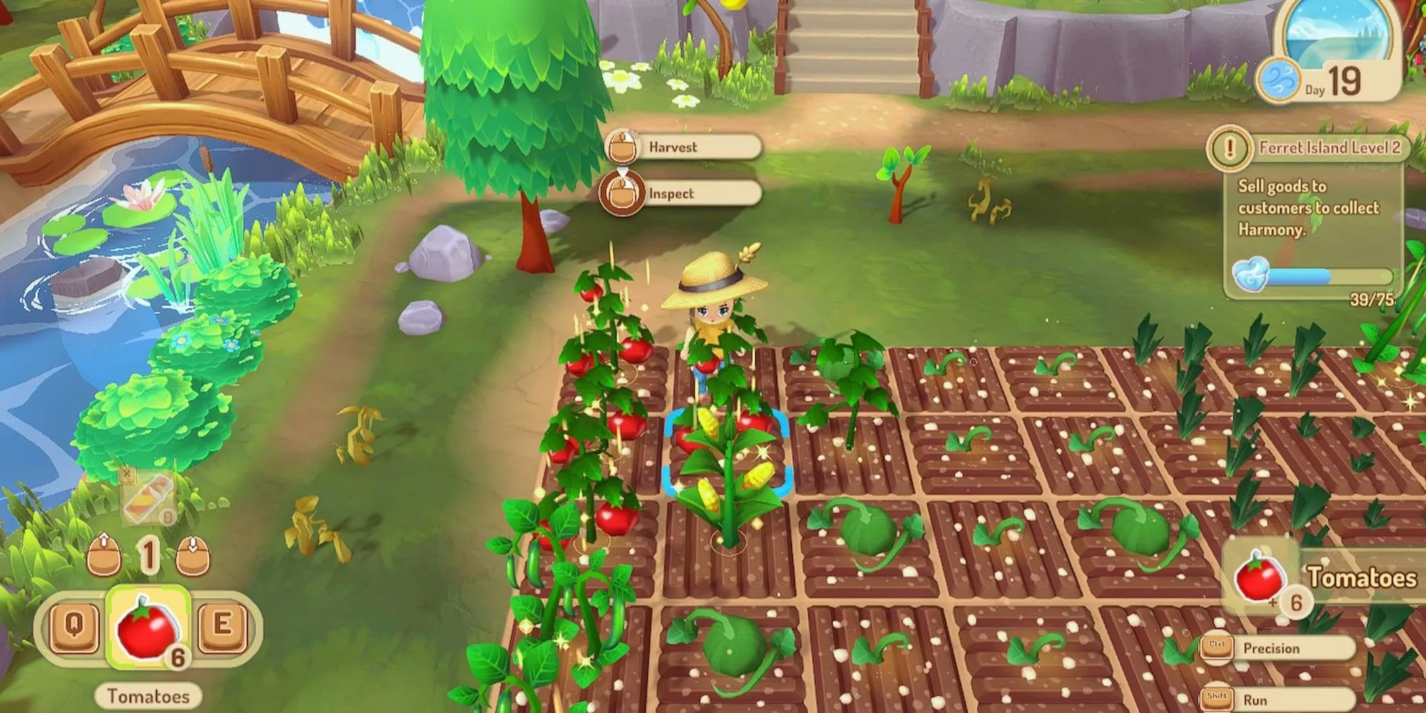 Thu hoạch nông sản trong game Sugardew Island