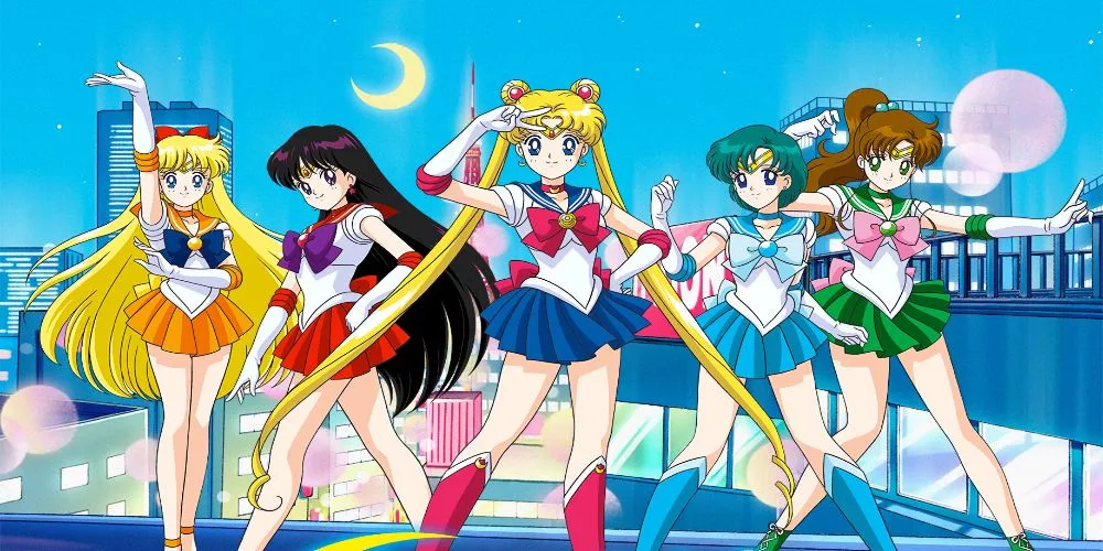 Usagi Tsukino (Thủy Thủ Mặt Trăng) cùng các chiến binh thủy thủ trong anime Sailor Moon.