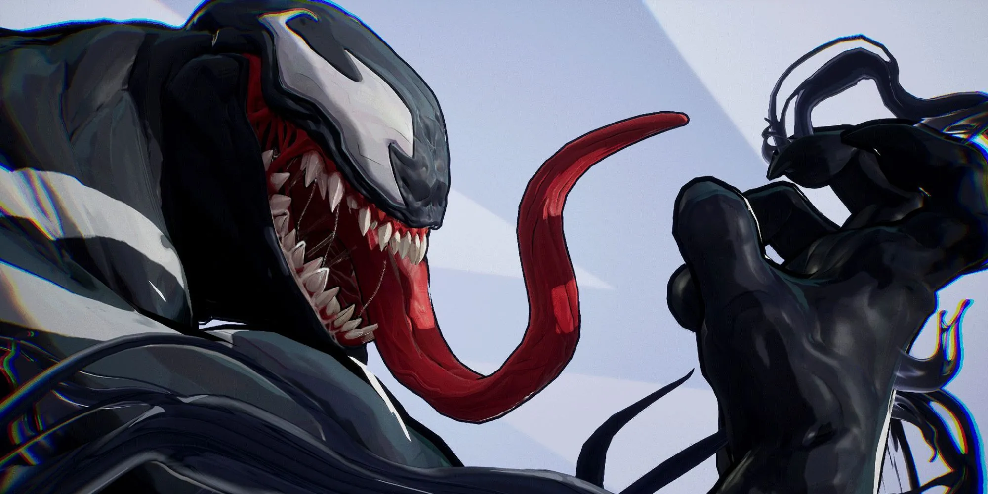 Venom trong Marvel Rivals với bộ trang phục đặc trưng đang tạo dáng khiêu khích