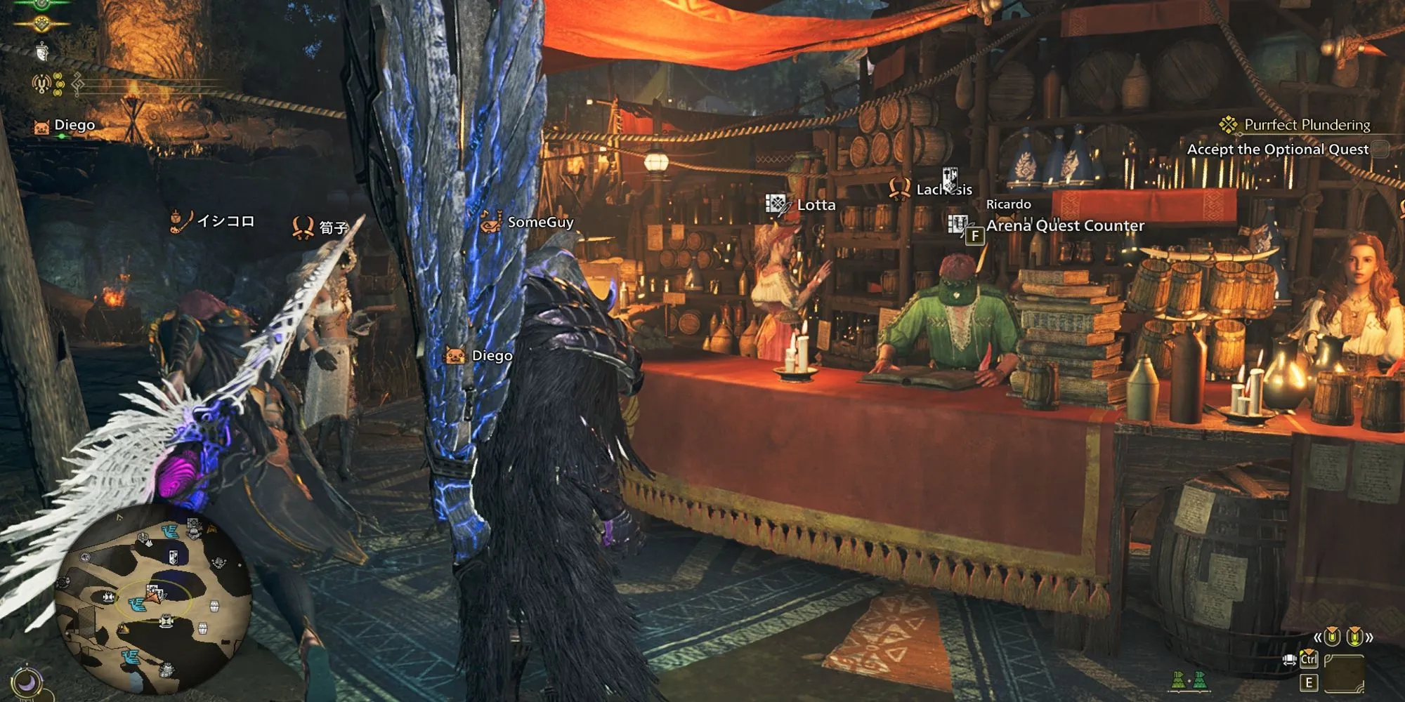 Vị trí NPC Ricardo giao Nhiệm Vụ Đấu Trường tại Grand Hub Monster Hunter Wilds