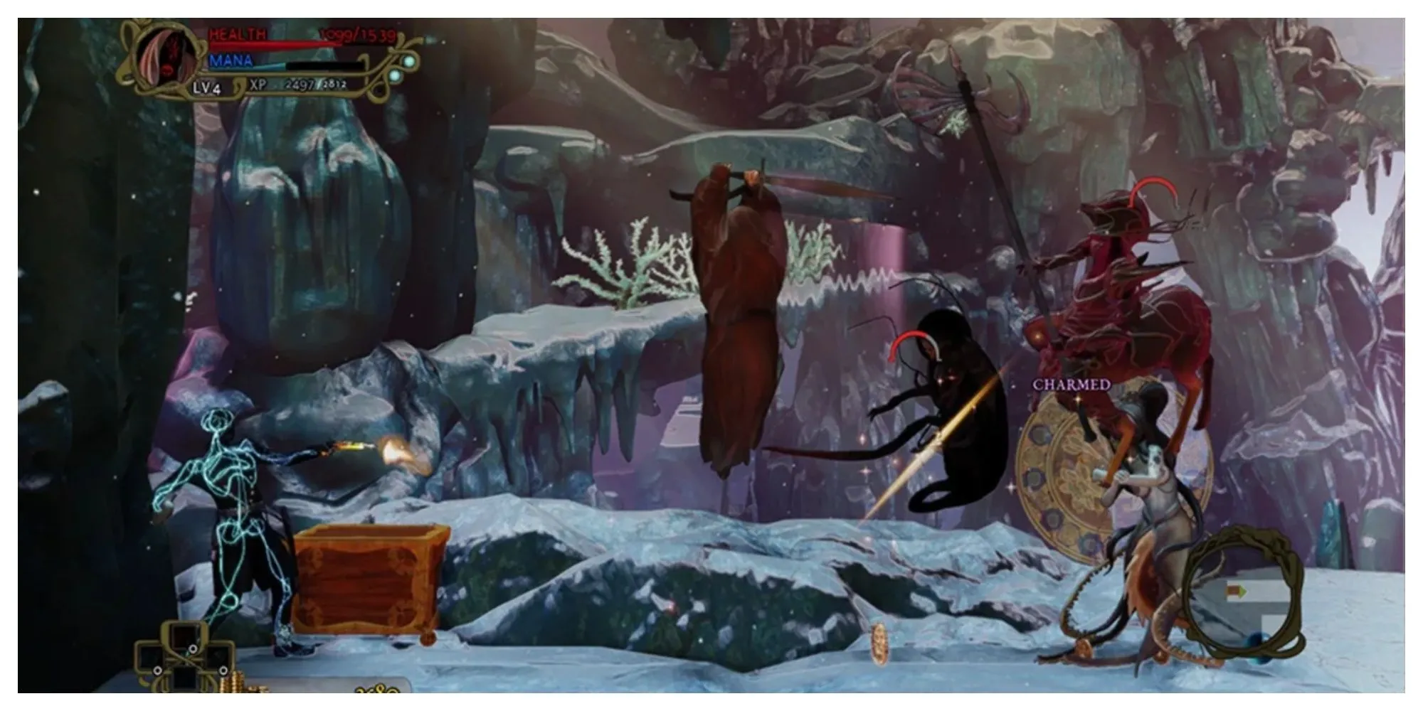 Ảnh chụp màn hình game Abyss Odyssey, thể hiện phong cách nghệ thuật và nhân vật chính.