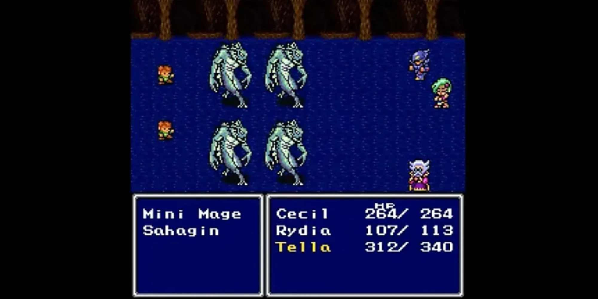 Ảnh chụp màn hình trận chiến trong Final Fantasy VI, minh họa giao diện chiến đấu JRPG truyền thống