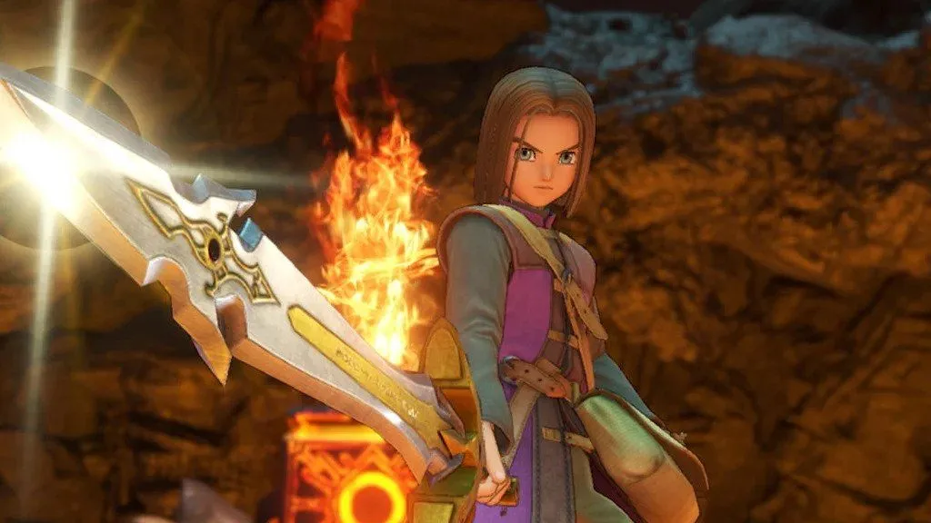 Anh hùng cầm kiếm trong tựa game JRPG cổ điển Dragon Quest XI S