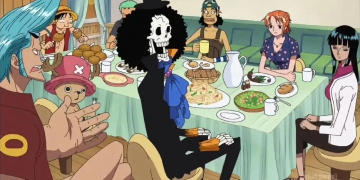 Băng Mũ Rơm cùng nhau ăn uống, thể hiện tinh thần gia đình trong One Piece