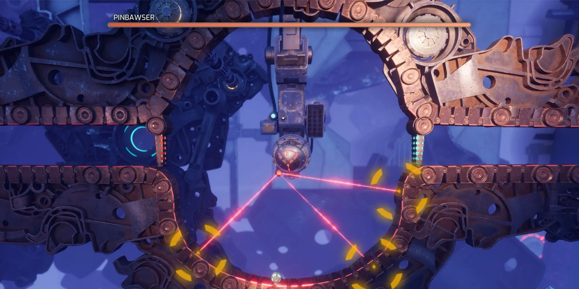 Boss PINBAWSER, một cỗ máy pinball khổng lồ với khuôn mặt đáng sợ, trong Split Fiction