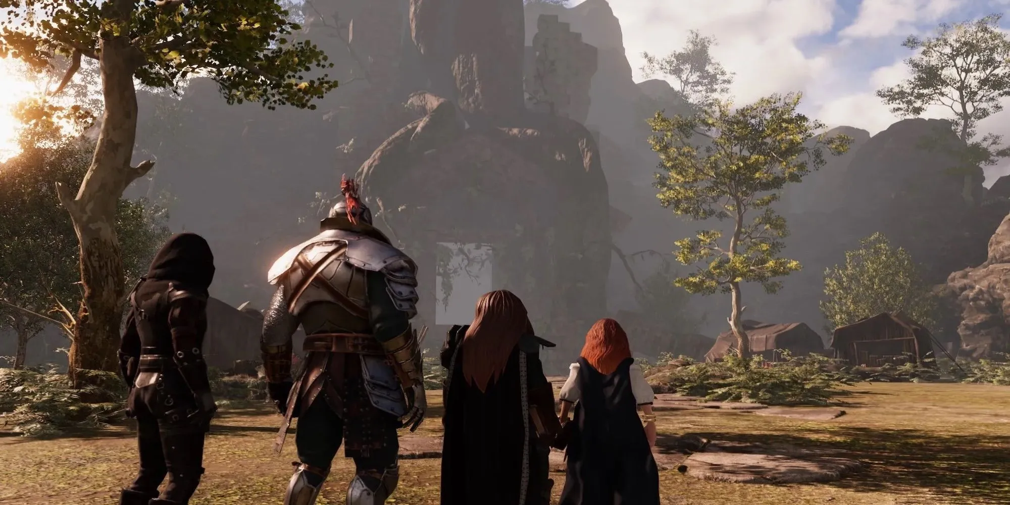Các nhân vật trong game Solasta Crown of the Magister khám phá cảnh quan