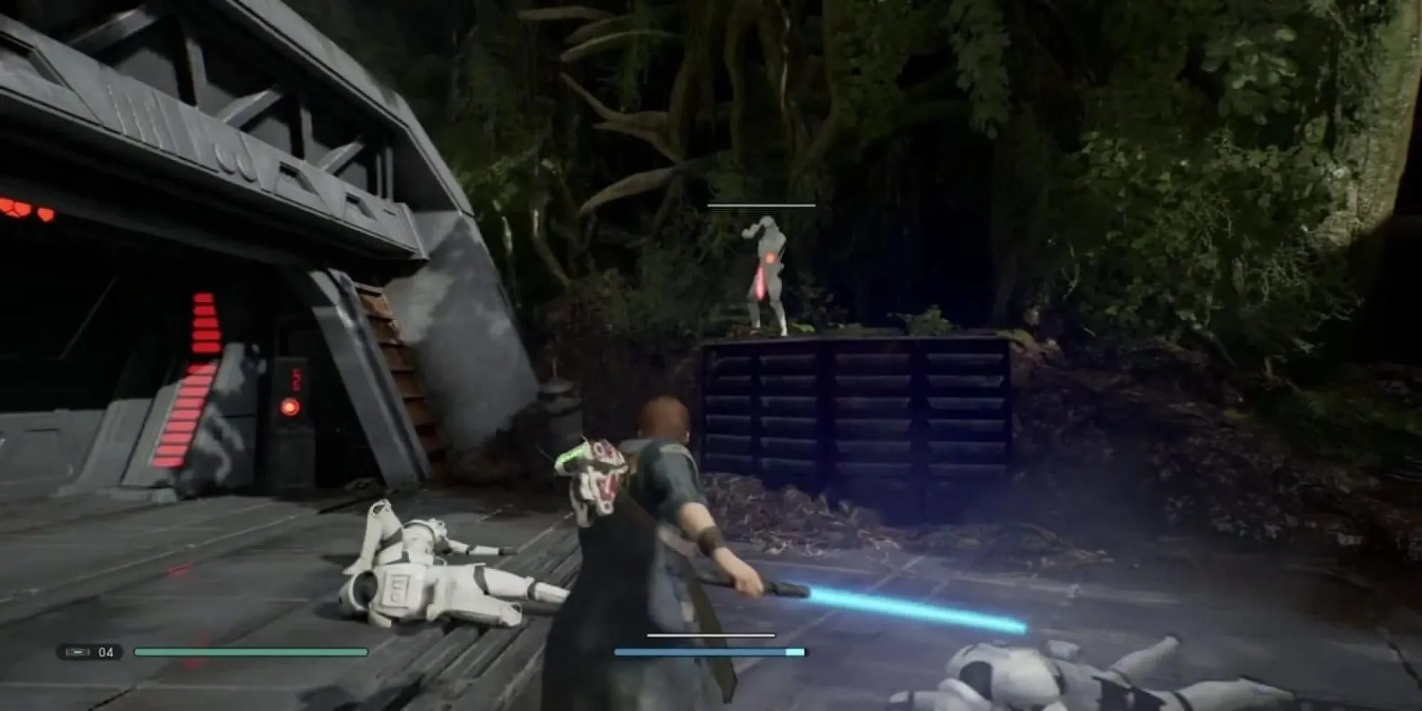 Cal Kestis chiến đấu với lính Stormtrooper trong Star Wars Jedi Fallen Order