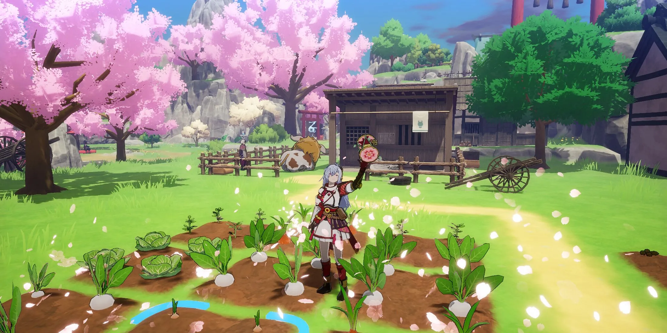 Cận cảnh yếu tố trồng trọt (farming) trong Rune Factory Guardians Of Azuma, đặc trưng của series.
