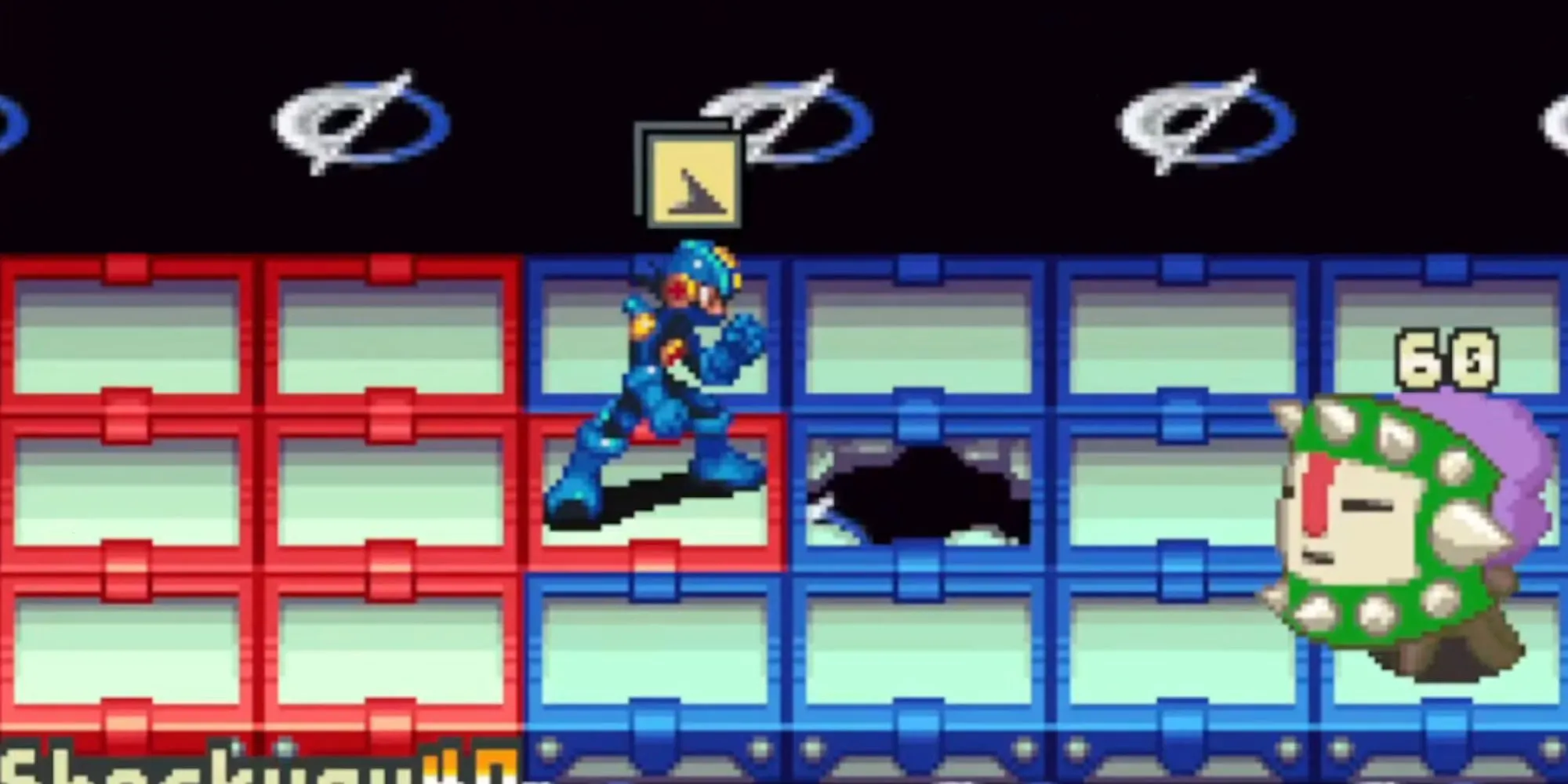 Cảnh chiến đấu trong Mega Man Battle Network 2 trên GBA