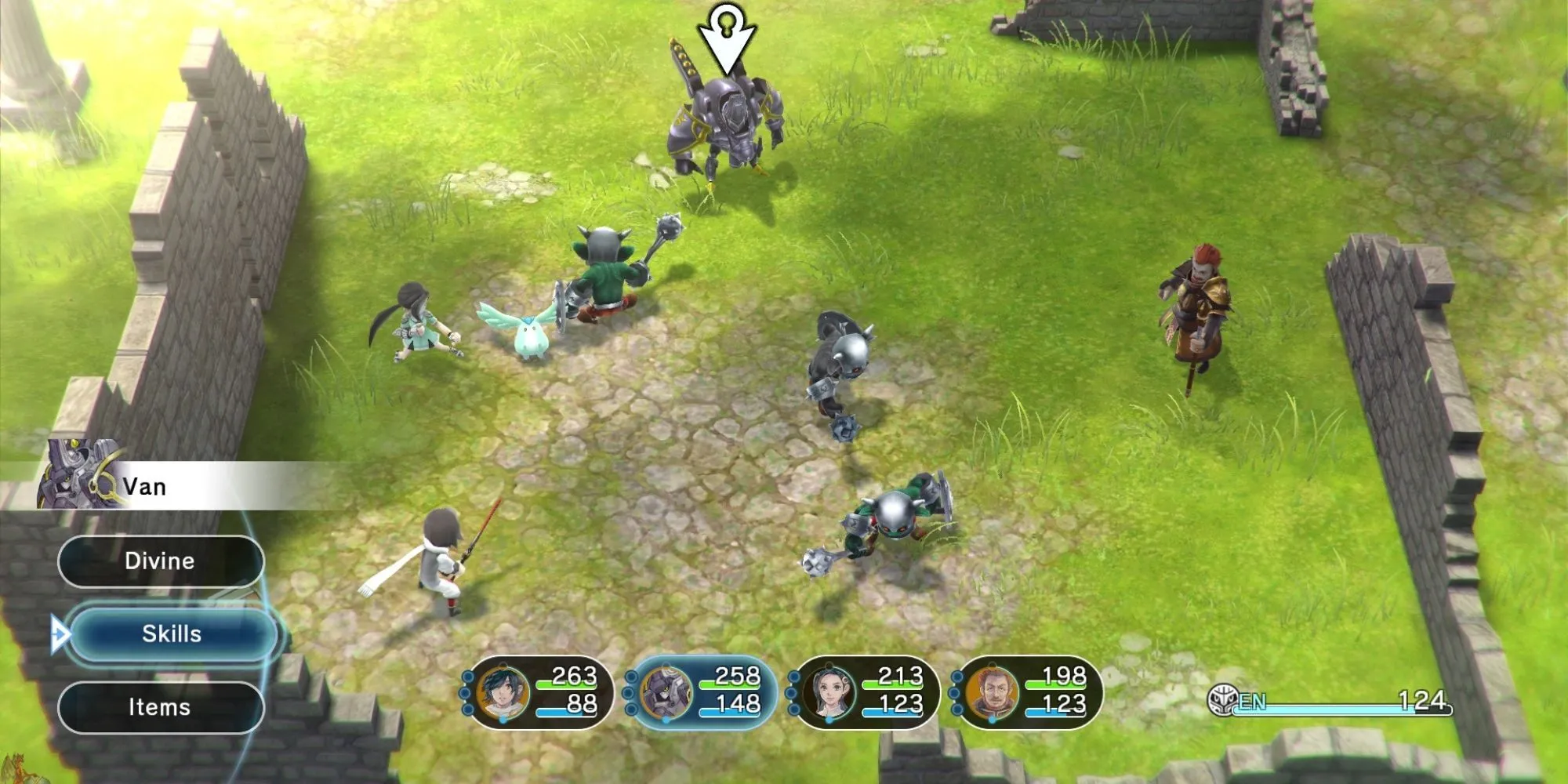 Cảnh chiến đấu từ game Lost Sphear của Tokyo RPG Factory
