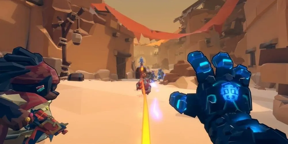 Cảnh người chơi tấn công kẻ thù trong Gunfire Reborn, thể hiện đồ họa và lối chơi bắn súng