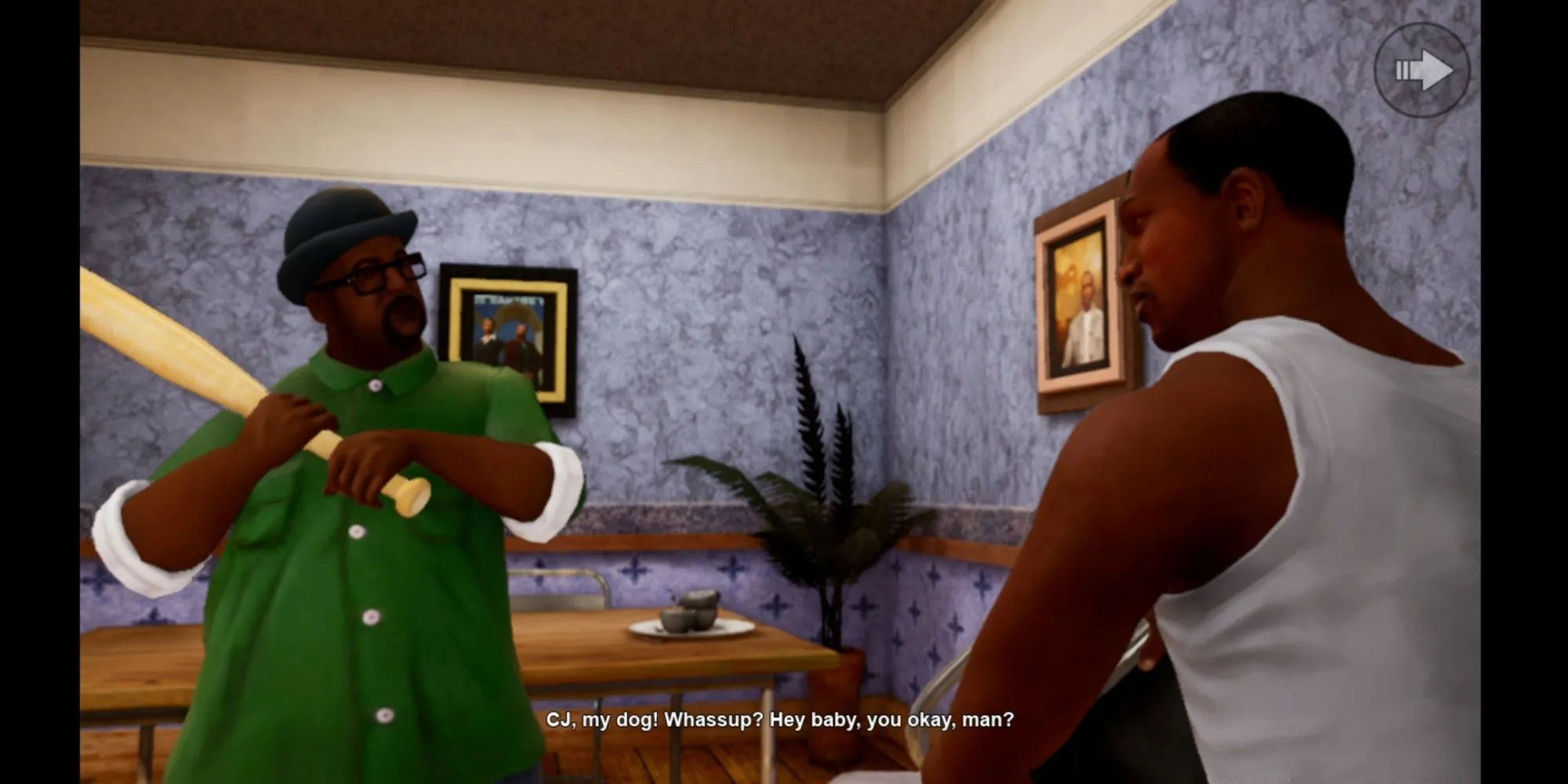 CJ gặp Big Smoke trong GTA San Andreas Definitive Edition