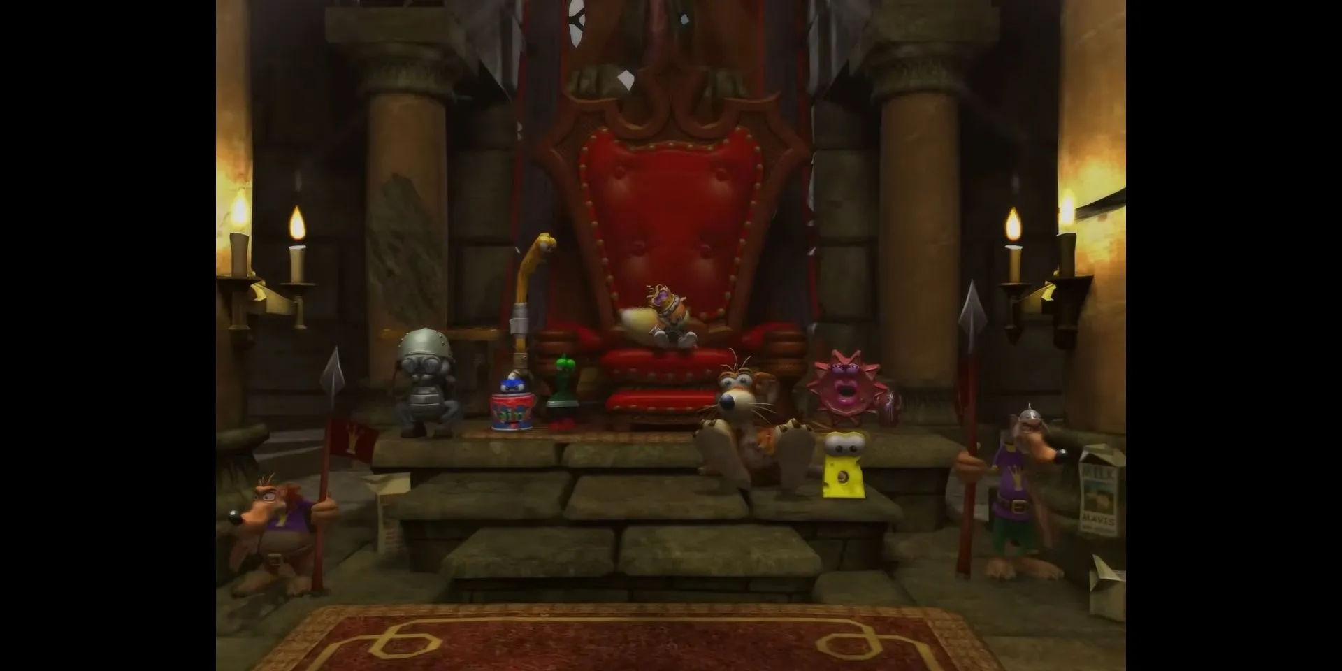 Conker ngồi trên ngai vàng trong Conker Live and Reloaded