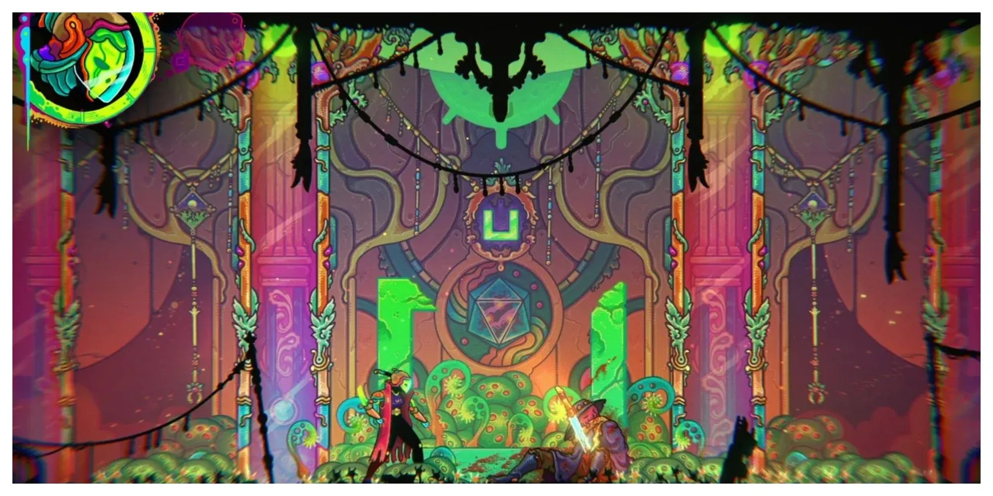 Đồ họa siêu thực, ấn tượng của game Ultros với tông màu sặc sỡ.