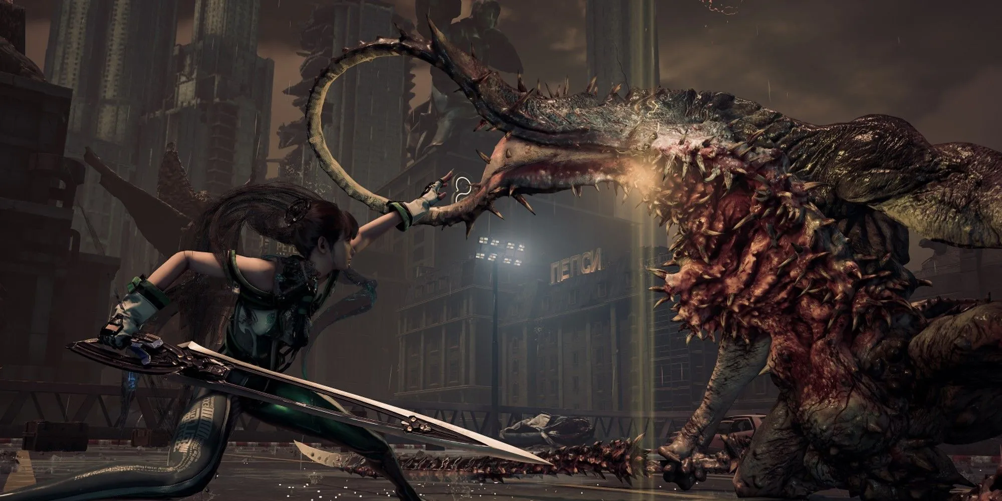 Eve chiến đấu trong Stellar Blade, thể hiện gameplay hành động của game.