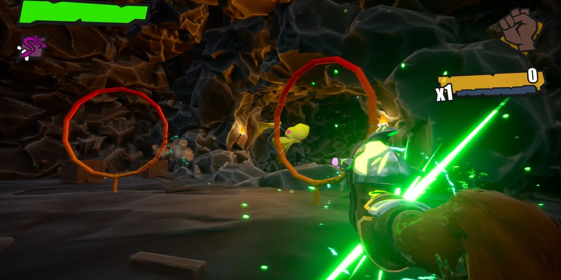 Gameplay demo Glum, nhân vật dùng chân đá đồ vật trong dungeon