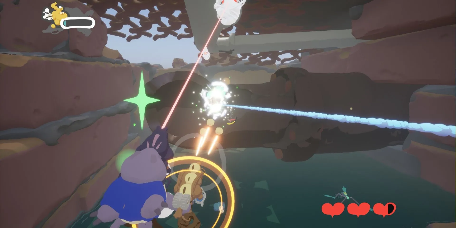 Gameplay demo Swing Swamp, người chơi đu dây và bắn súng trong môi trường đầm lầy