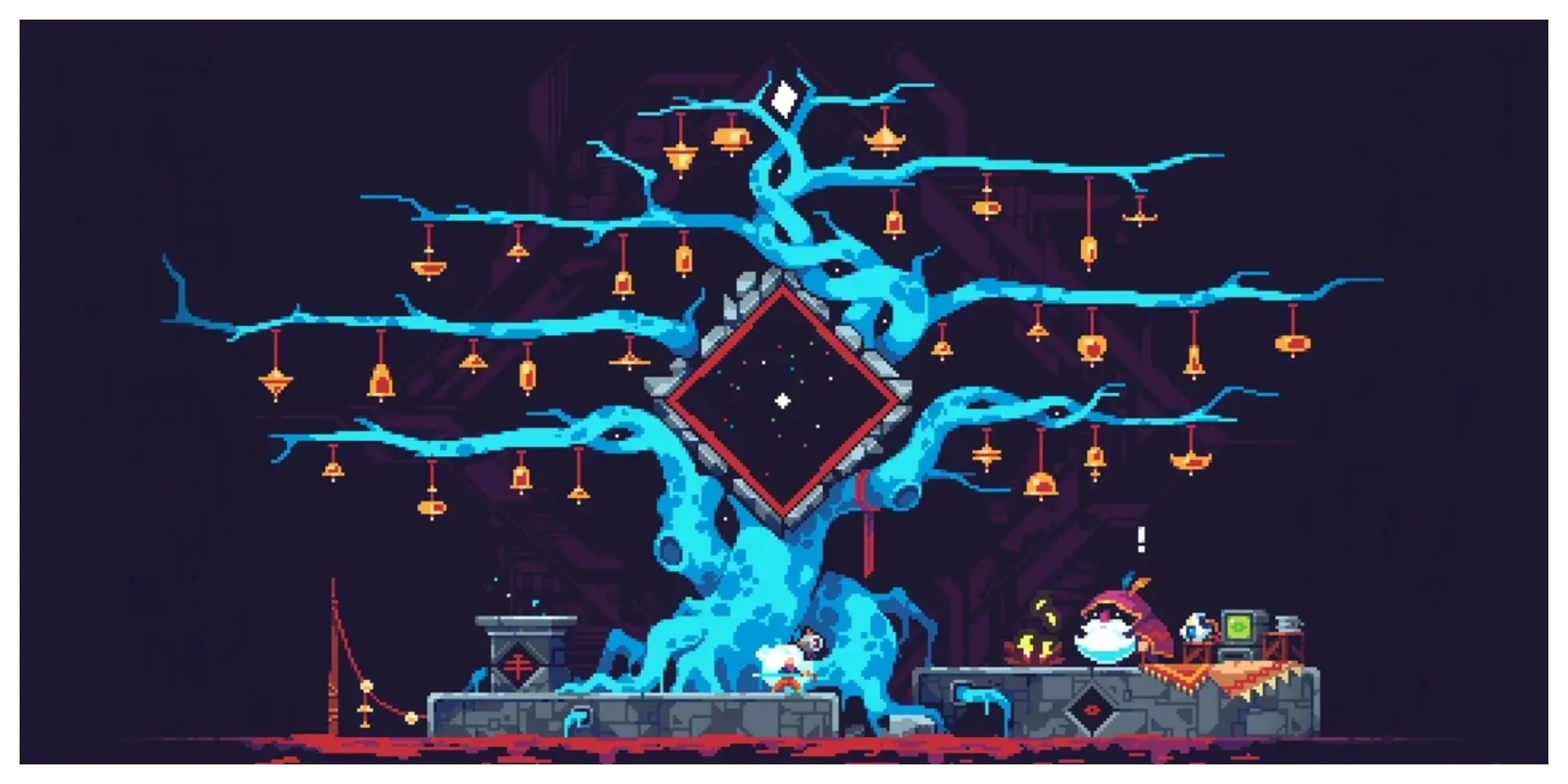 Gameplay tốc độ cao của ScourgeBringer với nhân vật thực hiện đòn tấn công trên không.