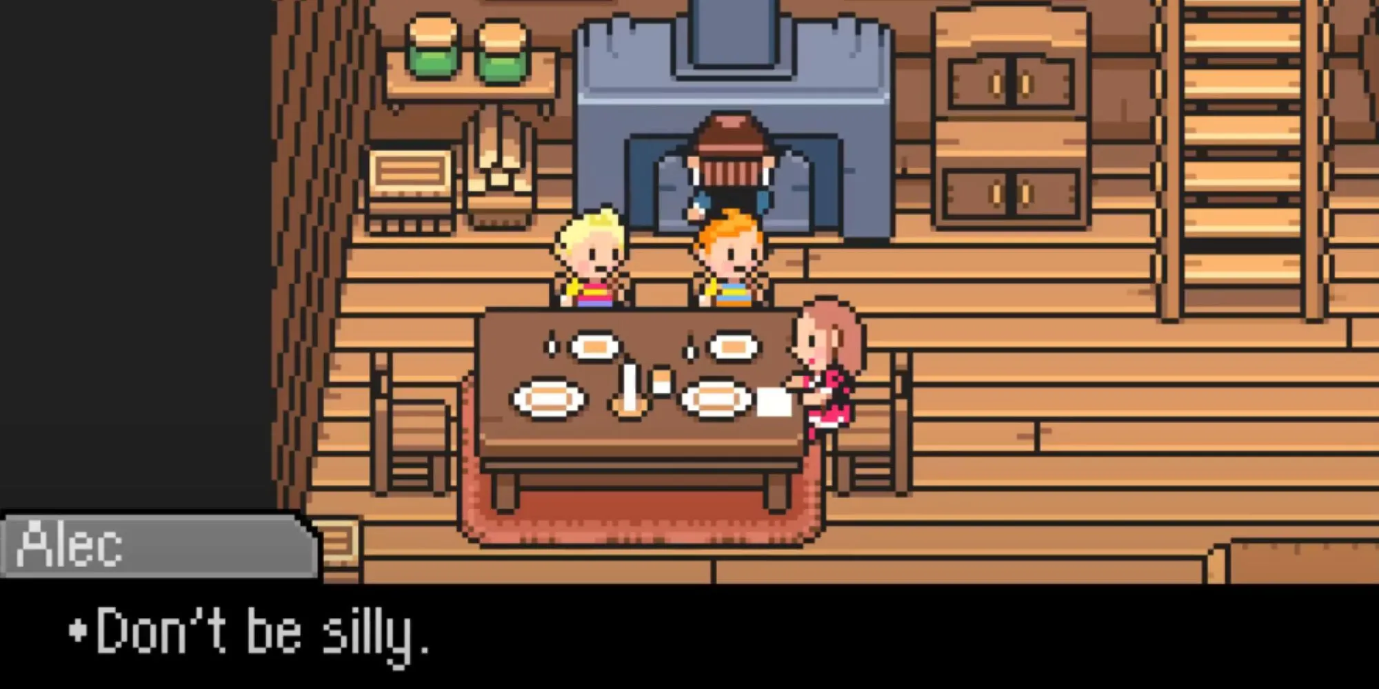 Giao diện chiến đấu theo lượt trong game Mother 3 trên GBA