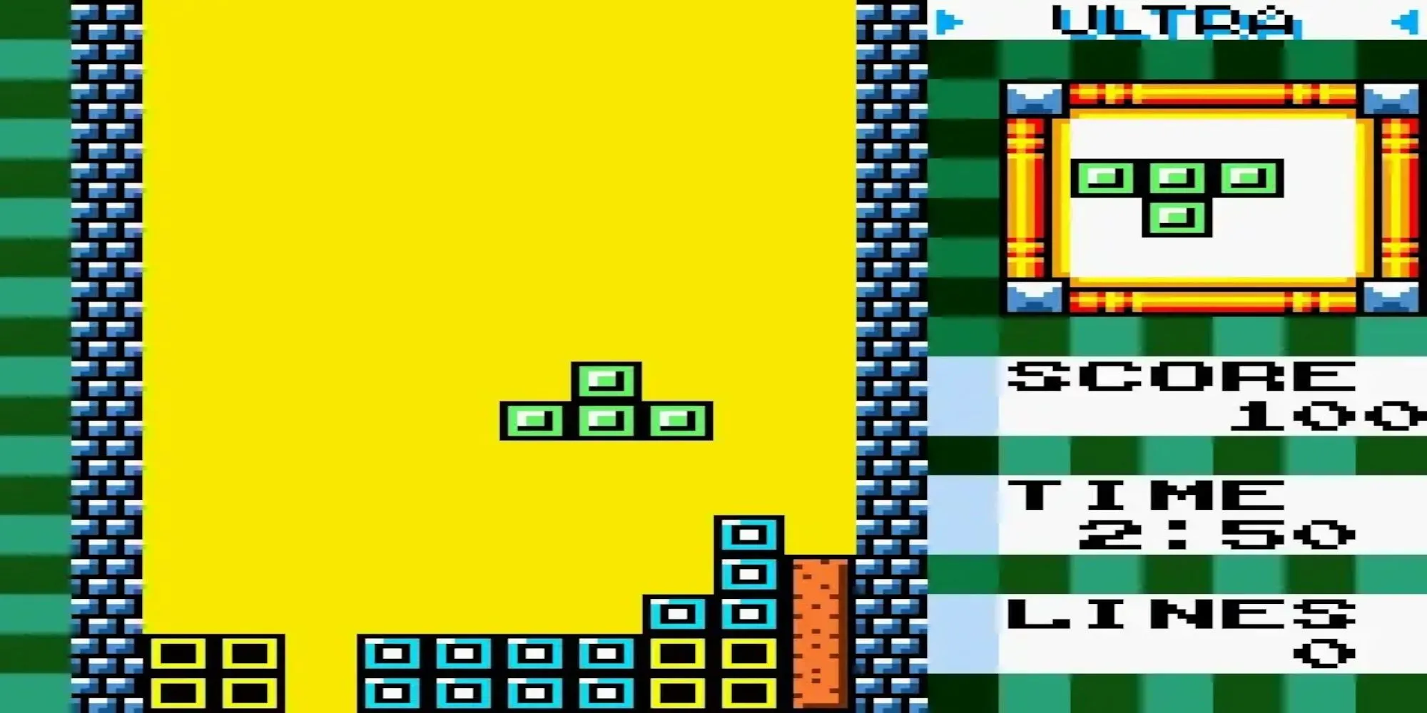 Giao diện game Tetris DX trên Game Boy Color