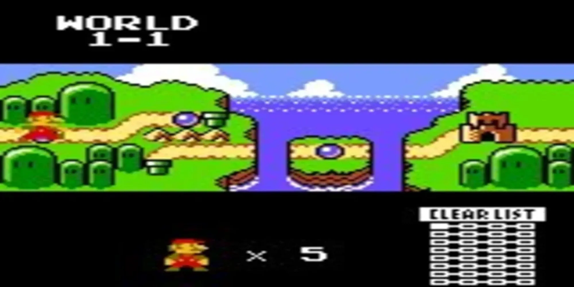 Giao diện màn hình trò chơi Super Mario Bros Deluxe trên Game Boy Color