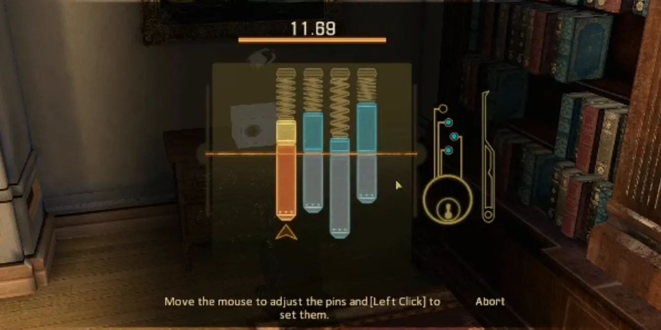Giao diện mini game bẻ khóa công nghệ cao trong game điệp viên Alpha Protocol