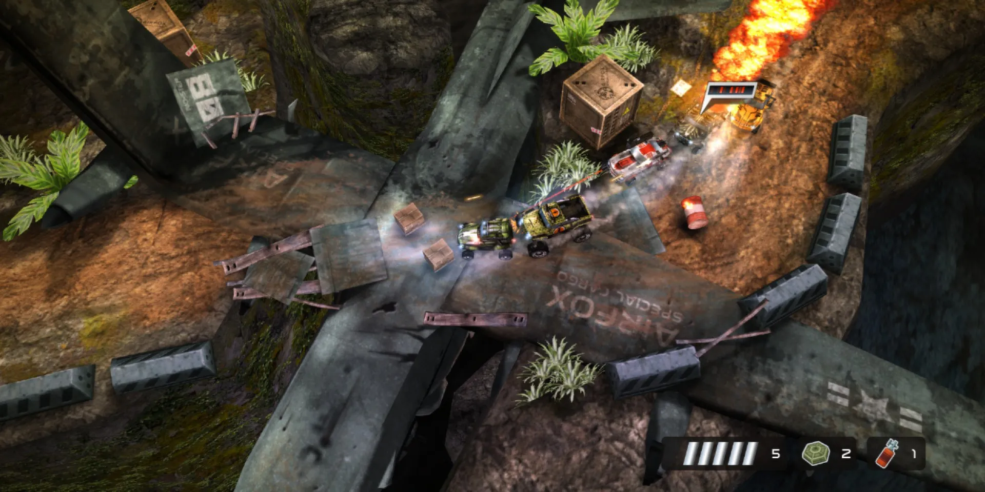 Góc nhìn từ trên xuống trong game đua xe chiến đấu Death Rally