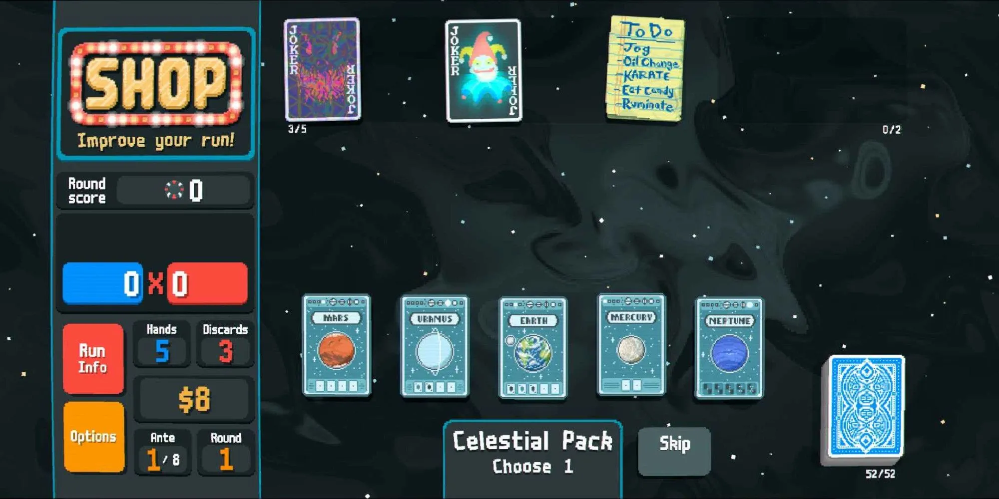 Gói Celestial Pack trong Balatro