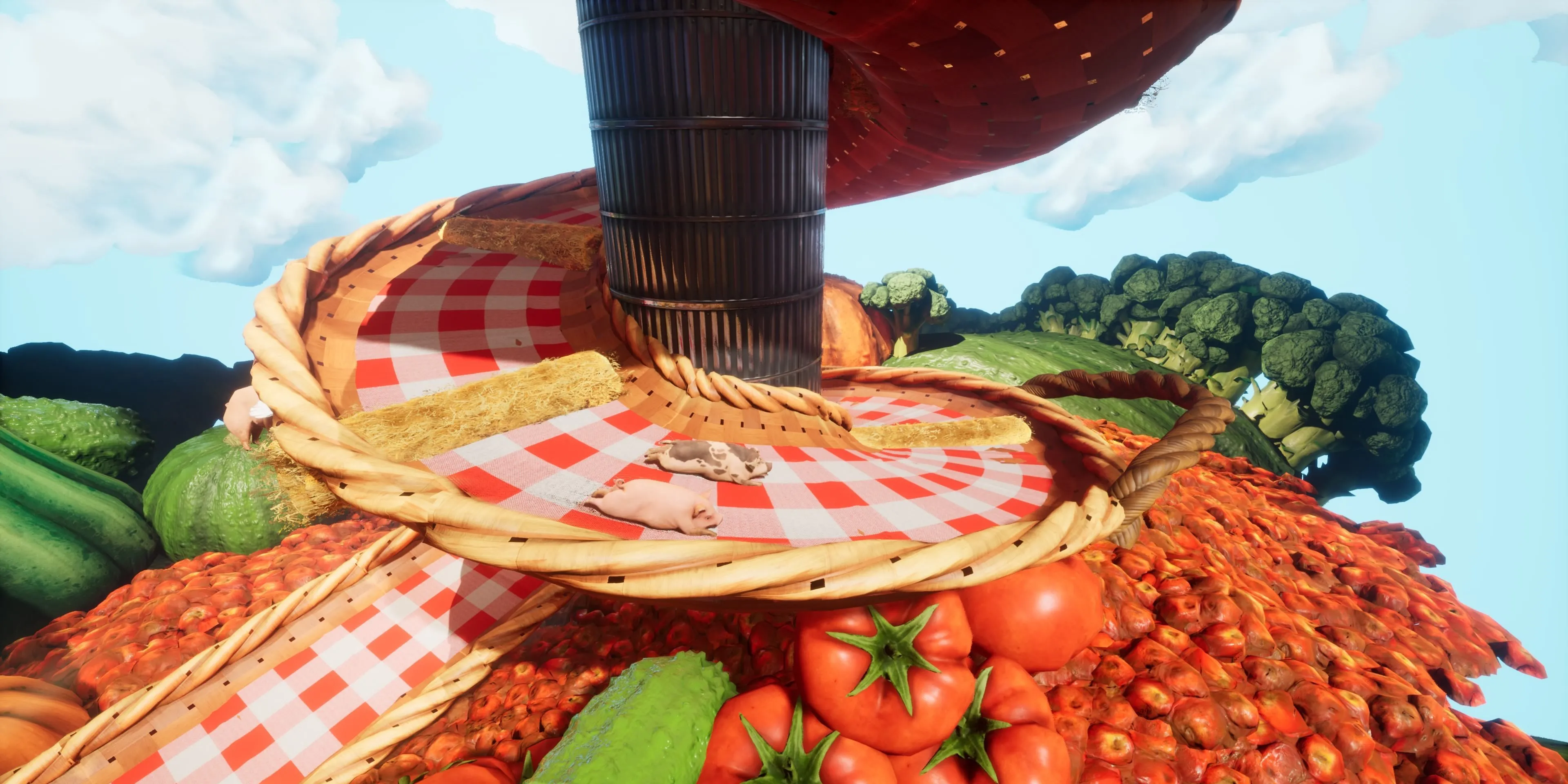 Hai nhân vật hóa thân thành lợn trong side story Farmlife game Split Fiction
