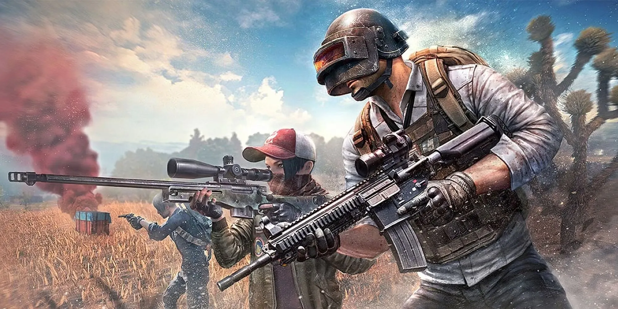 Hình ảnh gameplay hoặc quảng bá của game PUBG: Battlegrounds, thể hiện bối cảnh chiến đấu trong tựa game bắn súng sinh tồn.