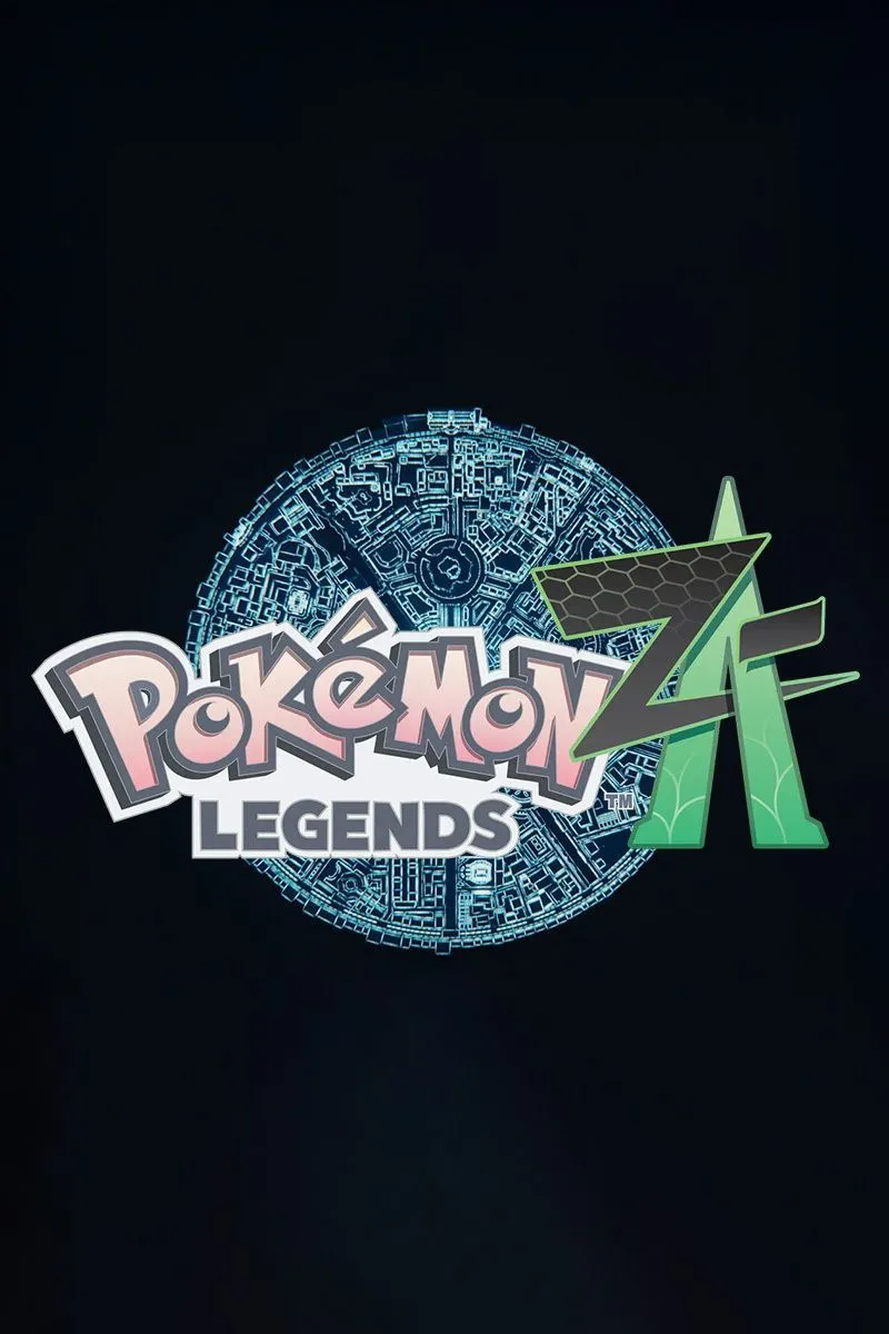 Hình ảnh key art dọc chính thức của game Pokémon Legends Z-A, hiển thị logo và phong cách đồ họa.